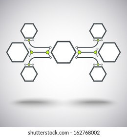 Cells connected in a straight line and arc