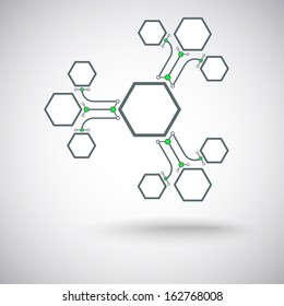 Cells connected in a straight line and arc