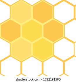 Cells. Illustration of hexagon abstract background. Isolated honeycomb on white background. Concept for organic honey products, package design. Decorative flat vector element for jar of honey, flyer.