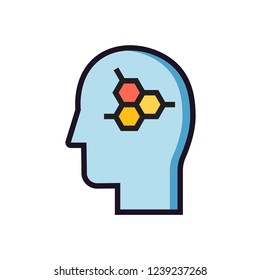 Cells people icon. Head with thoughts organization icon