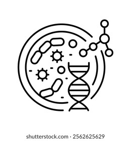 cellular biomarkers black line icon. Vector isolated element. Editable stroke.