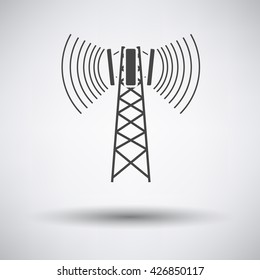 Cellular broadcasting antenna icon on gray background with round shadow. Vector illustration.