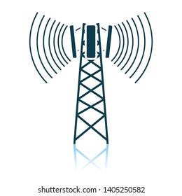 Cellular Broadcasting Antenna Icon. Shadow Reflection Design. Vector Illustration.