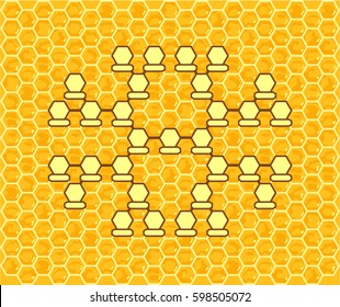 Cellular Family Tree. Genus tree on the background of honeycombs.