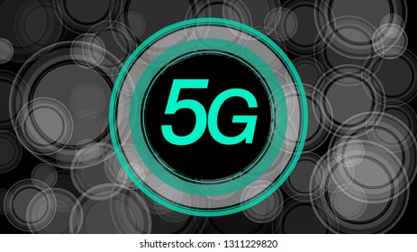 Cellular hi-tech fifth mobile industry innovation, 5G network symbol