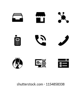 cellular icon. 9 cellular set with store, cells, cell and phone vector icons for web and mobile app