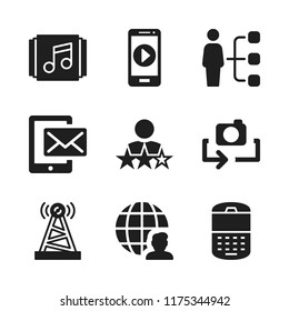 cellular icon. 9 cellular vector icons set. message on phone, user and cellphone icons for web and design about cellular theme