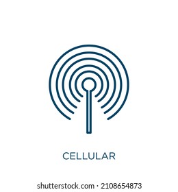 Cellular Icon. Thin Linear Cellular Outline Icon Isolated On White Background. Line Vector Cellular Sign, Symbol For Web And Mobile