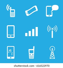 Cellular icons set. set of 9 cellular filled icons such as signal tower, phone, old phone