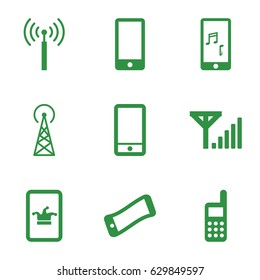 Cellular icons set. set of 9 cellular filled icons such as signal tower, poker on phone, phone