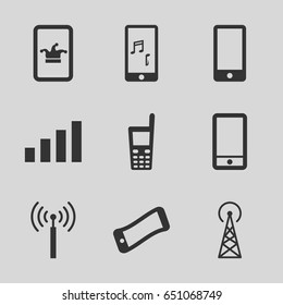Cellular icons set. set of 9 cellular filled icons such as signal tower, poker on phone, phone