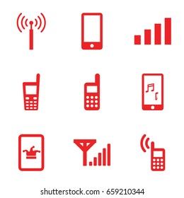 Cellular icons set. set of 9 cellular filled icons such as signal tower, poker on phone, old phone, signal