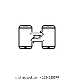 cellular interconnect icon with heart symbol for valentine day - high quality