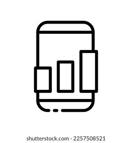 Icono de línea móvil. Electrónica, smartphone, aplicación, protección, antivirus, aplicación, chat, configuración, equipo, blindaje, notificación. concepto de tecnología. icono de línea negra vectorial