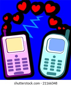 cellular love in blue background	