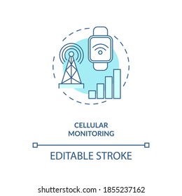 Cellular monitoring concept icon. Mobile network idea thin line illustration. 4G cellular-enabled connection. Standalone support. Vector isolated outline RGB color drawing. Editable stroke