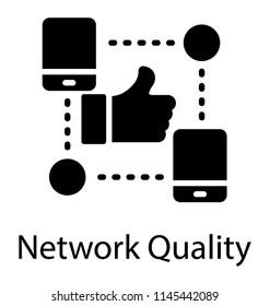 Cellular network having thumbs up sign presenting network quality icon 
