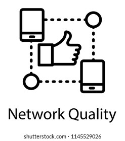 Cellular network having thumbs up sign presenting network quality icon 