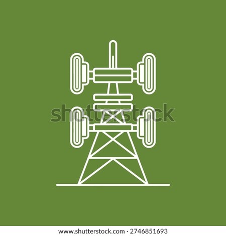Cellular network tower outline, 5G internet line icon