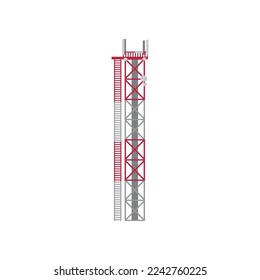 Cellular networks tower. Red and white radio tower cartoon illustration. Telecommunication concept