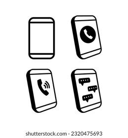 Cellular Phone icon vector. Call icon vector. message icon vector. mobile phone smartphone device gadget. telephone icon set.