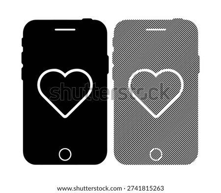 Cellular phone like symbol, social media engagement, dating application, love reaction