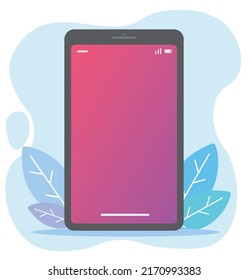 Cellular phone, smartphone with blank empty screen vector flat cartoon illustration