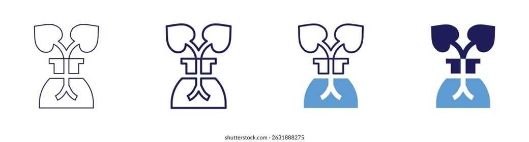 Icono de respiración celular en 4 estilos diferentes. Línea delgada, línea, línea en negrita, duotono. Estilo duotono. Trazo editable.