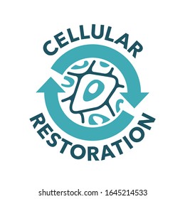 Cellular Restoration formula sign - epidermis structure restore  - anti-aging cosmetics and cosmetology medicals emblem - isolated vector sign