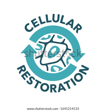 Cellular Restoration formula sign - epidermis structure restore  - anti-aging cosmetics and cosmetology medicals emblem - isolated vector sign