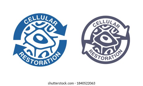 Cellular Restoration formula stamp - epidermis structure restore - anti-aging cosmetics and cosmetology medicals emblem - isolated vector sign