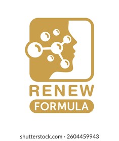 Cellular Restoration and Renew formula label- epidermis structure restore - anti-aging cosmetics and cosmetology medicals emblem in square shape