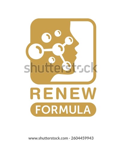 Cellular Restoration and Renew formula label- epidermis structure restore - anti-aging cosmetics and cosmetology medicals emblem in square shape