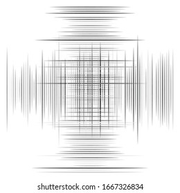 Cellular, reticulated grate, lattice. Grid, mesh element. array of bisect overlap intersect lines, stripes. geometric monochrome, black and white element, pattern. Intersect straight, parallel stripes