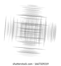 Grados celulares, retirados, celosías. Cuadrícula, elemento de malla. matriz de líneas de intersección de superposición de bisectas, franjas. patrón geométrico monocromo, elemento blanco y negro. Intersectar franjas rectas, paralelas