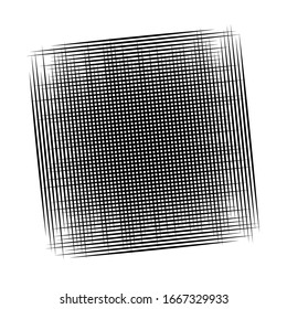Cellular, reticulated grate, lattice. Grid, mesh element. array of bisect overlap intersect lines, stripes. geometric monochrome, black and white element, pattern. Intersect straight, parallel stripes