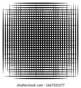 Cellular, reticulated grate, lattice. Grid, mesh element. array of bisect overlap intersect lines, stripes. geometric monochrome, black and white element, pattern. Intersect straight, parallel stripes