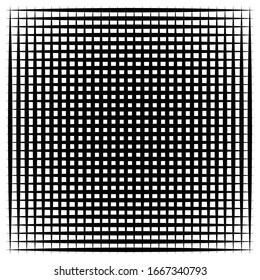 Grados celulares, retirados, celosías. Cuadrícula, elemento de malla. matriz de líneas de intersección de superposición de bisectas, franjas. patrón geométrico monocromo, elemento blanco y negro. Intersectar franjas rectas, paralelas