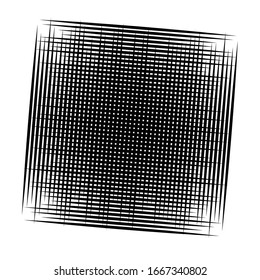 Cellular, reticulated grate, lattice. Grid, mesh element. array of bisect overlap intersect lines, stripes. geometric monochrome, black and white element, pattern. Intersect straight, parallel stripes