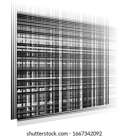 Cellular, reticulated grate, lattice. Grid, mesh element. array of bisect overlap intersect lines, stripes. geometric monochrome, black and white element, pattern. Intersect straight, parallel stripes