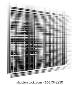 Cellular, reticulated grate, lattice. Grid, mesh element. array of bisect overlap intersect lines, stripes. geometric monochrome, black and white element, pattern. Intersect straight, parallel stripes