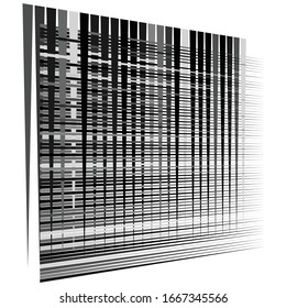 Grados celulares, retirados, celosías. Cuadrícula, elemento de malla. matriz de líneas de intersección de superposición de bisectas, franjas. patrón geométrico monocromo, elemento blanco y negro. Intersectar franjas rectas, paralelas