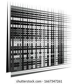 Cellular, reticulated grate, lattice. Grid, mesh element. array of bisect overlap intersect lines, stripes. geometric monochrome, black and white element, pattern. Intersect straight, parallel stripes