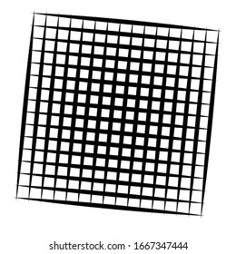Cellular, reticulated grate, lattice. Grid, mesh element. array of bisect overlap intersect lines, stripes. geometric monochrome, black and white element, pattern. Intersect straight, parallel stripes