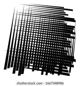 Cellular, reticulated grate, lattice. Grid, mesh element. array of bisect overlap intersect lines, stripes. geometric monochrome, black and white element, pattern. Intersect straight, parallel stripes
