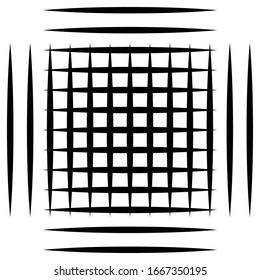 Cellular, reticulated grate, lattice. Grid, mesh element. array of bisect overlap intersect lines, stripes. geometric monochrome, black and white element, pattern. Intersect straight, parallel stripes