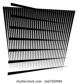 Cellular, reticulated grate, lattice. Grid, mesh element. array of bisect overlap intersect lines, stripes. geometric monochrome, black and white element, pattern. Intersect straight, parallel stripes