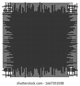 Cellular, reticulated grate, lattice. Grid, mesh element. array of bisect overlap intersect lines, stripes. geometric monochrome, black and white element, pattern. Intersect straight, parallel stripes
