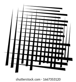 Zelluläres, retikulatiertes Grate, Gitter. Gitter, Maschenelement. Reihe von Keksen überlappen Schnittlinien, Streifen. geometrisches einfarbiges, schwarz-weißes Element, Muster. Zwischengerade, parallele Streifen