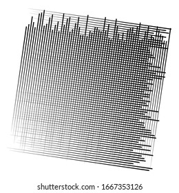 Cellular, reticulated grate, lattice. Grid, mesh element. array of bisect overlap intersect lines, stripes. geometric monochrome, black and white element, pattern. Intersect straight, parallel stripes